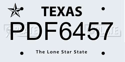 PDF6457 Texas License Plate