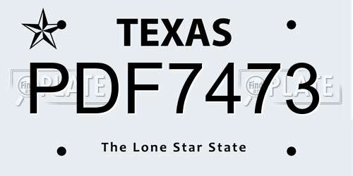 PDF7473 Texas License Plate