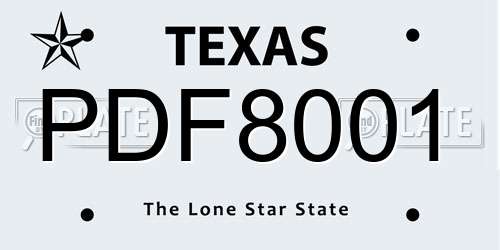 PDF8001 Texas License Plate