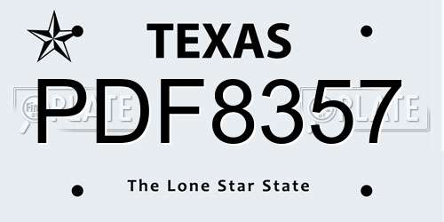 PDF8357 Texas License Plate