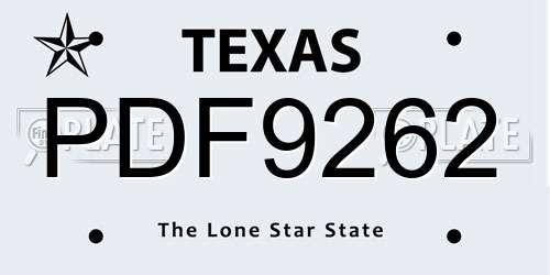 PDF9262 Texas License Plate