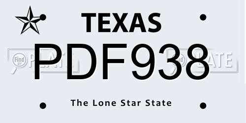 PDF938 Texas License Plate