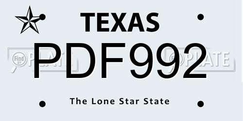 PDF992 Texas License Plate