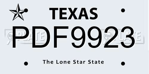 PDF9923 Texas License Plate