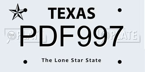 PDF997 Texas License Plate