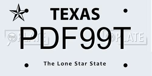 PDF99T Texas License Plate