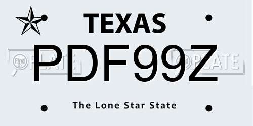 PDF99Z Texas License Plate