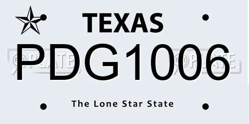 PDG1006 Texas License Plate