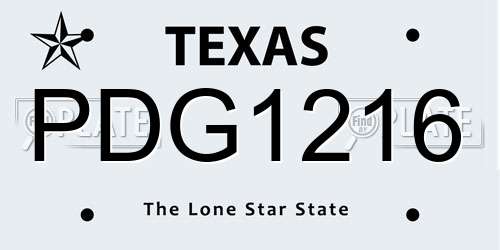 PDG1216 Texas License Plate