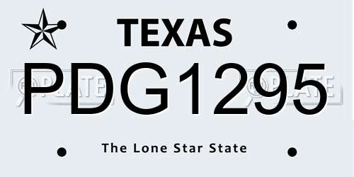 PDG1295 Texas License Plate