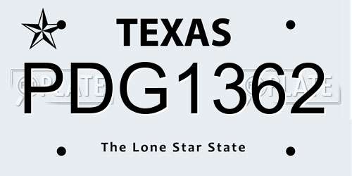 PDG1362 Texas License Plate