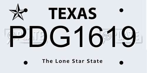 PDG1619 Texas License Plate