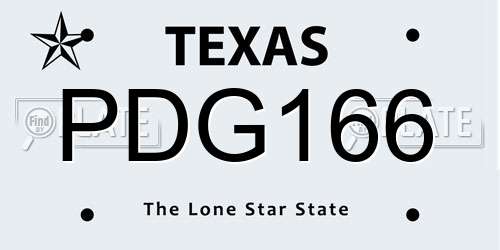PDG166 Texas License Plate