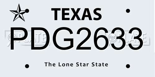 PDG2633 Texas License Plate