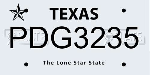 PDG3235 Texas License Plate