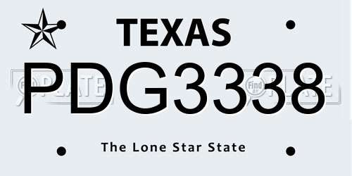 PDG3338 Texas License Plate