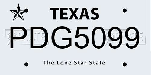 PDG5099 Texas License Plate