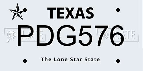 PDG576 Texas License Plate