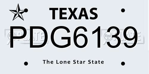 PDG6139 Texas License Plate
