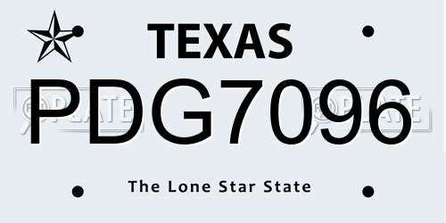 PDG7096 Texas License Plate