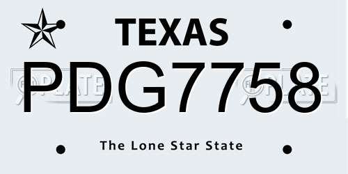 PDG7758 Texas License Plate