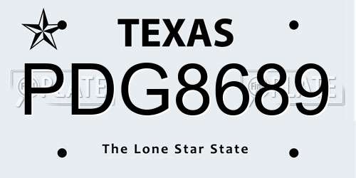 PDG8689 Texas License Plate