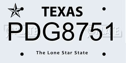 PDG8751 Texas License Plate