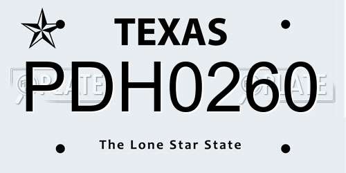 PDH0260 Texas License Plate