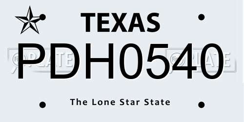 PDH0540 Texas License Plate