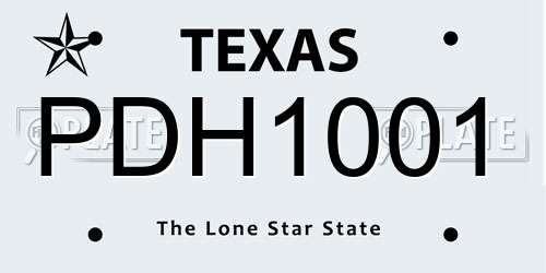 PDH1001 Texas License Plate