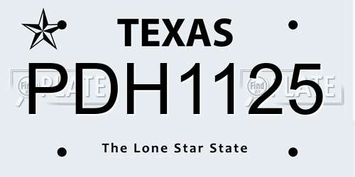 PDH1125 Texas License Plate