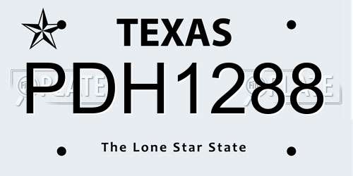 PDH1288 Texas License Plate