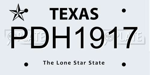 PDH1917 Texas License Plate