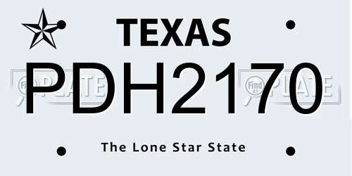 PDH2170 Texas License Plate