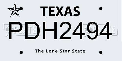 PDH2494 Texas License Plate