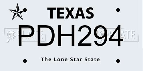 PDH294 Texas License Plate