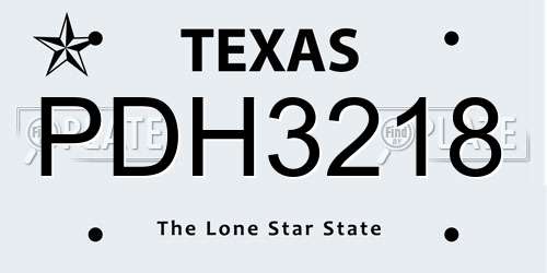 PDH3218 Texas License Plate