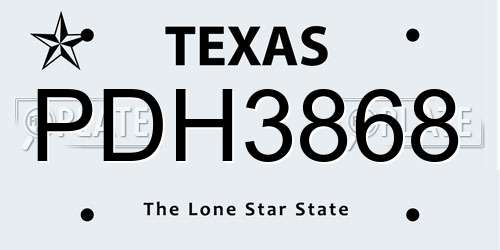 PDH3868 Texas License Plate