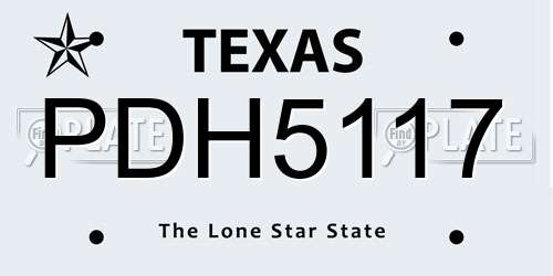 PDH5117 Texas License Plate
