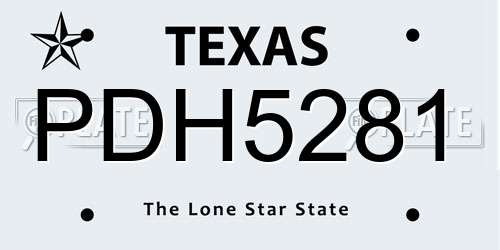 PDH5281 Texas License Plate