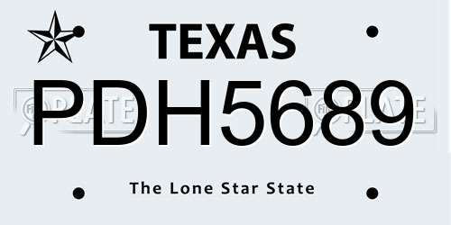 PDH5689 Texas License Plate