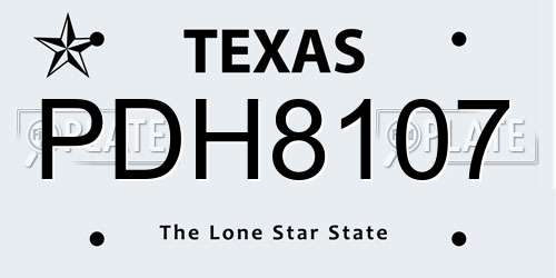 PDH8107 Texas License Plate