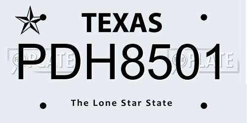 PDH8501 Texas License Plate