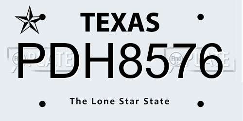 PDH8576 Texas License Plate
