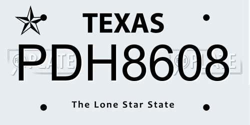 PDH8608 Texas License Plate