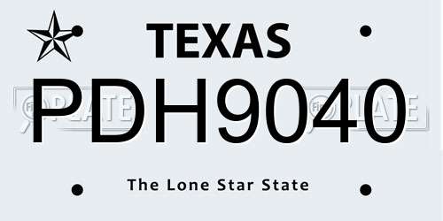 PDH9040 Texas License Plate
