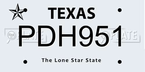PDH951 Texas License Plate