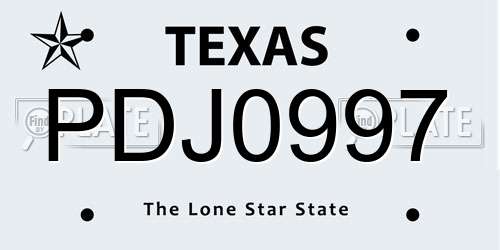 PDJ0997 Texas License Plate