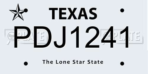 PDJ1241 Texas License Plate