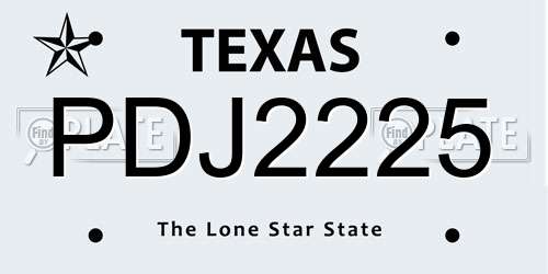 PDJ2225 Texas License Plate
